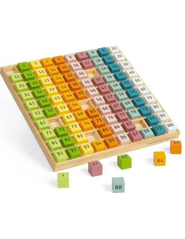 Bandeja de Conteo de Números Bigjigs Toys - 100 Piezas de Madera FSC