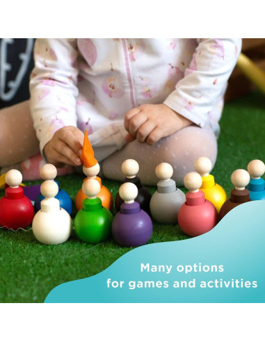 Juguetes Montessori Ulanik - Muñecos de Madera 12 Piezas 6 cm