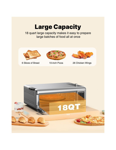 Horno de Aire Frito JOYAMI 18QT 1600W Multifuncional 9 en 1