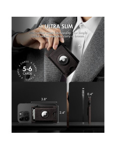 Billetera Slim IWANTIT para Hombres con Soporte AirTag - Marrón Vintage 2