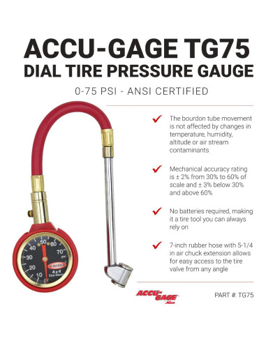 Medidor de Presión de Neumáticos Accu-Gage Milton 0-75 PSI