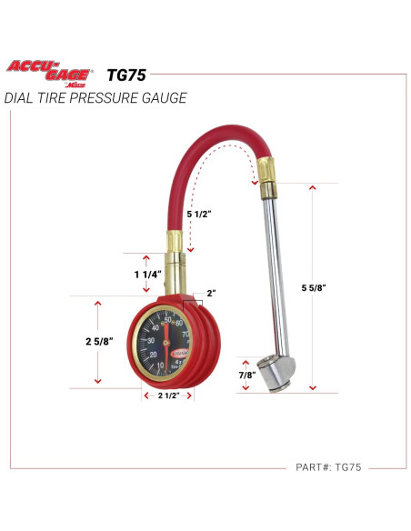 Medidor de Presión de Neumáticos Accu-Gage Milton 0-75 PSI