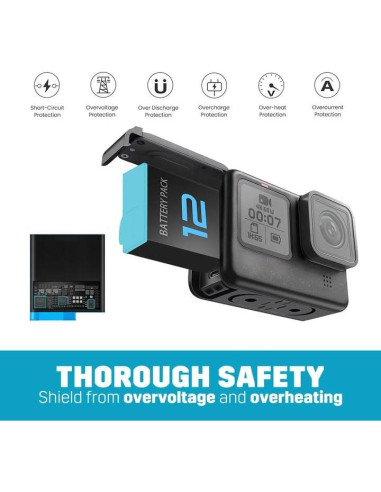 3 Baterías 1800mAh Azonpower para GoPro Hero 9 10 11 12 + Cargador