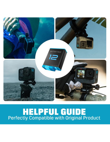 3 Baterías 1800mAh Azonpower para GoPro Hero 9 10 11 12 + Cargador