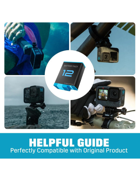 3 Baterías 1800mAh Azonpower para GoPro Hero 9 10 11 12 + Cargador