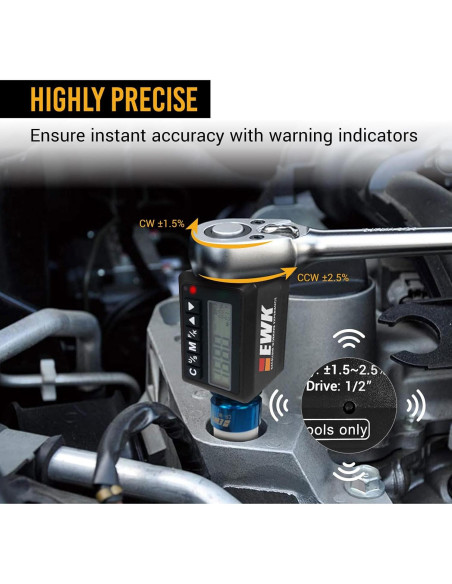 Adaptador de Par Digital EWK 1/2" 12.5-340 Nm con Pantalla LED