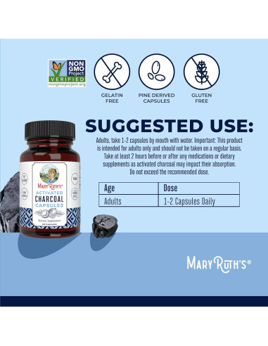 Cápsulas de Carbón Activado MaryRuth Organics 40 Unidades