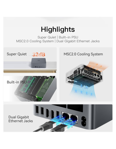 Mini PC Beelink EQR5, AMD Ryzen 5 PRO 5650U, 16GB RAM, 500GB SSD