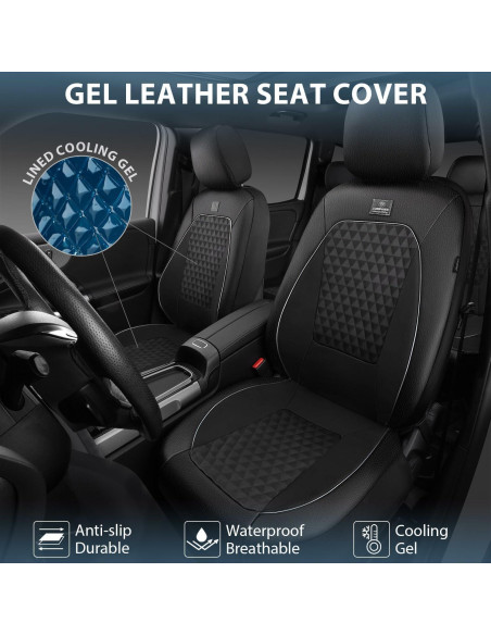 Cubiertas de Asiento de Cuero CAR PASS con Gel Enfriador 2 Pcs