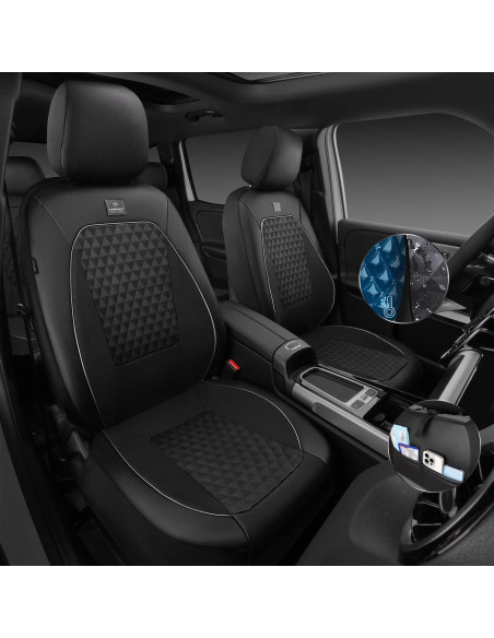 Cubiertas de Asiento de Cuero CAR PASS con Gel Enfriador 2 Pcs