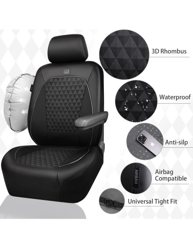 Cubiertas de Asiento de Cuero CAR PASS con Gel Enfriador 2 Pcs