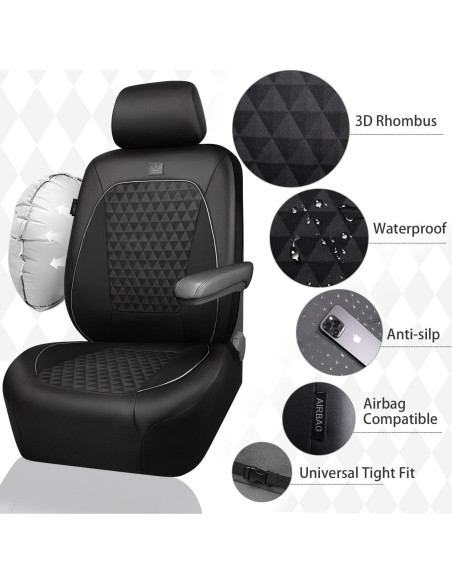 Cubiertas de Asiento de Cuero CAR PASS con Gel Enfriador 2 Pcs