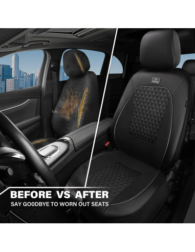 Cubiertas de Asiento de Cuero CAR PASS con Gel Enfriador 2 Pcs