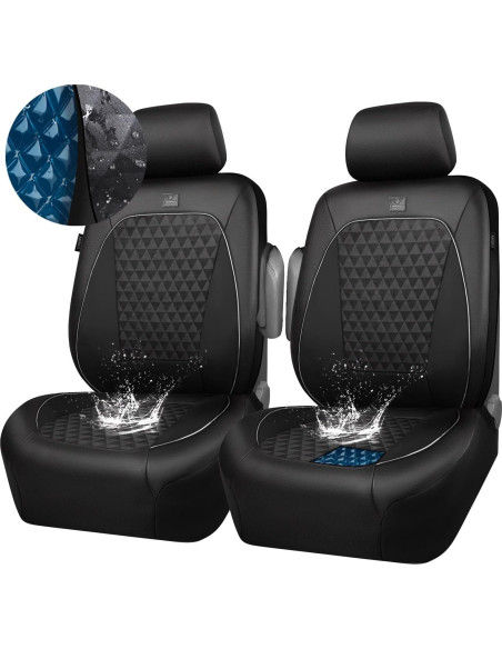 Cubiertas de Asiento de Cuero CAR PASS con Gel Enfriador 2 Pcs