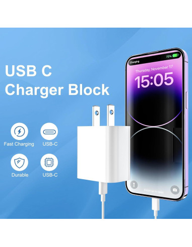 Cargador USB C Rápido 20W PGQBS 2Pack para iPhone y iPad