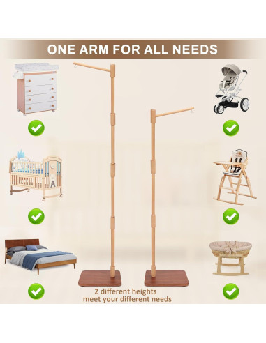 Brazo Móvil de Cuna de Pie LLIU 165 cm Madera de Haya Ajustable