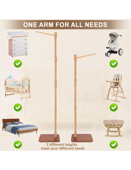 Brazo Móvil de Cuna de Pie LLIU 165 cm Madera de Haya Ajustable