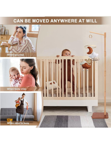 Brazo Móvil de Cuna de Pie LLIU 165 cm Madera de Haya Ajustable