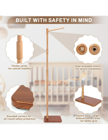 Brazo Móvil de Cuna de Pie LLIU 165 cm Madera de Haya Ajustable