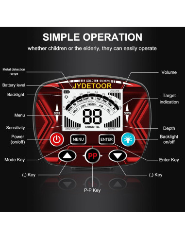Detector de Metales JYDETOOR JYD-MD01 IP68 5 Modos 25,4 cm