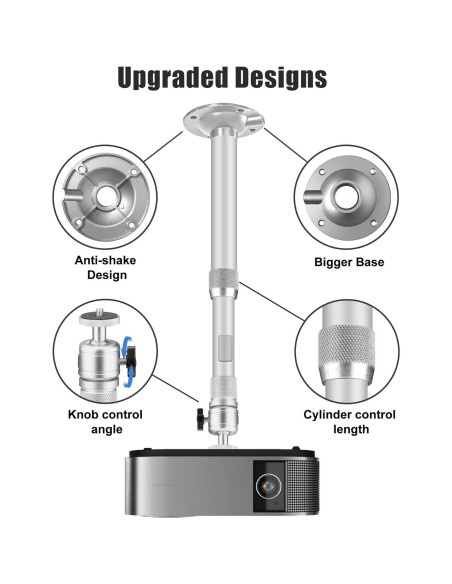 Soporte de Proyector de Techo Ajustable 2-Be-Best Plata 41-65cm