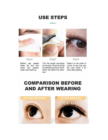 40 Piezas Pestañas Falsas Autoadhesivas Baolaili 12cm