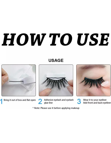 40 Piezas Pestañas Falsas Autoadhesivas Baolaili 12cm