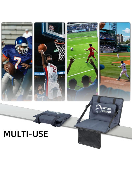 Asiento de Estadio NATUREFISSION Plegable con Soporte Lumbar Azul