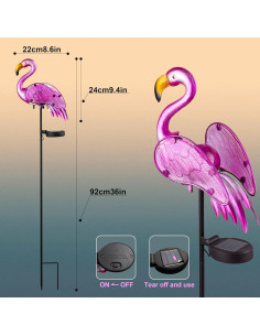 Luces Solares de Jardín Flamenco AWENDIETOU Rosa 91.4 cm 2