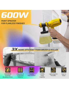 Pulverizador de pintura HVLP 600W Dewalt 20V sin batería 2
