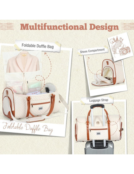 Bolsa de Ropa Rodante Ponhog TR24015BG02 - 54x25 cm Beige