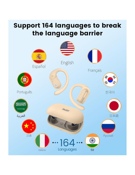 Auriculares Traductores AI Bluetooth TAGRY A12 164 Idiomas Caramelo Auriculares Traductores AI Bluetooth TAGRY A12 164 Idiomas Caramelo
