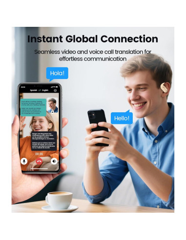 Auriculares Traductores AI Bluetooth TAGRY A12 164 Idiomas Caramelo