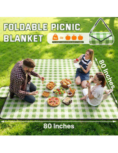 Manta de Picnic Plegable TigeJoy Impermeable 203x203cm Verde 2