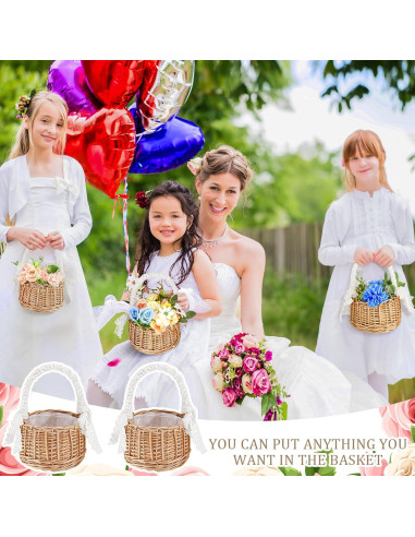 6 Canastas de Flores de Mimbre Ziliny para Boda Bohemia 20x11x9 cm