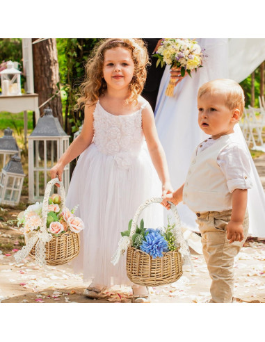 6 Canastas de Flores de Mimbre Ziliny para Boda Bohemia 20x11x9 cm