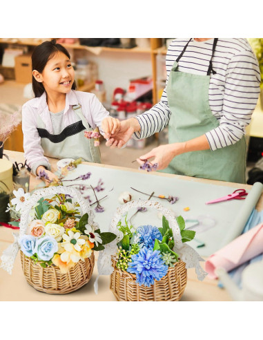 6 Canastas de Flores de Mimbre Ziliny para Boda Bohemia 20x11x9 cm