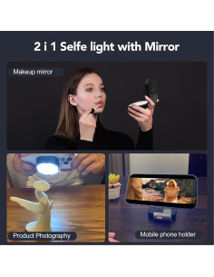 Luz de Selfie Magnética Nagnahz M27 con Espejo y LED 2