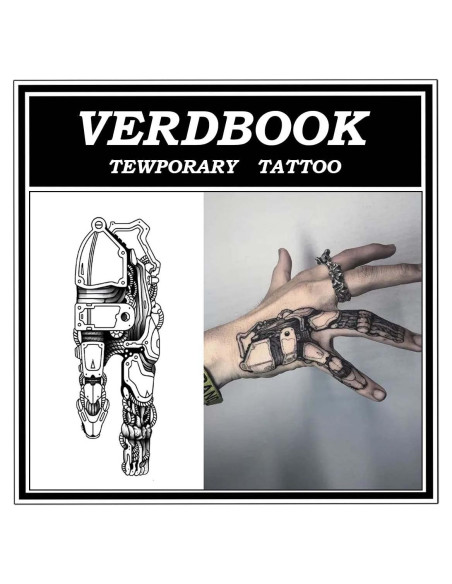 Tatuajes Temporales Impermeables VERDBOOK - 2 Hojas Realistas