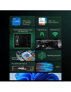 Bmax B6 Power Mini PC i7-1060NG7 16GB 1TB 4K Triple Pantalla 2