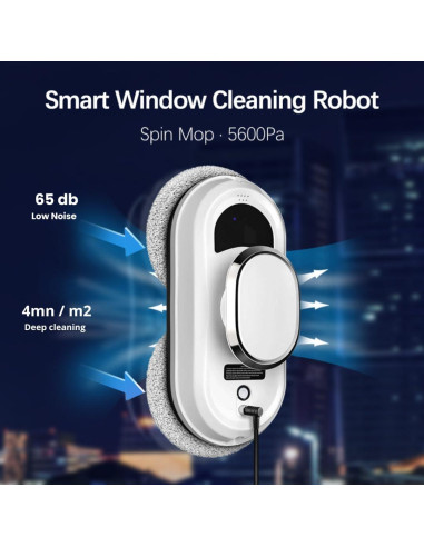 Robot Limpiador de Ventanas W11 - Inteligente, Control Remoto, 5600 Pa