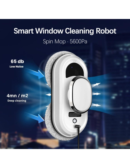 Robot Limpiador de Ventanas W11 - Inteligente, Control Remoto, 5600 Pa