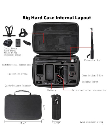 Kit de Accesorios ZEPIX para DJI Osmo Action 5 Pro/4/3 - Carcasa Impermeable, Mango Trípode, Soporte Manillar
