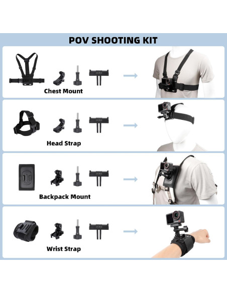 Kit de Accesorios ZEPIX para DJI Osmo Action 5 Pro/4/3 - Carcasa Impermeable, Mango Trípode, Soporte Manillar