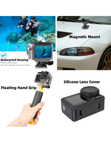 Kit de Accesorios ZEPIX para DJI Osmo Action 5 Pro/4/3 - Carcasa Impermeable, Mango Trípode, Soporte Manillar