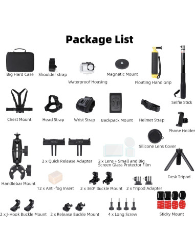 Kit de Accesorios ZEPIX para DJI Osmo Action 5 Pro/4/3 - Carcasa Impermeable, Mango Trípode, Soporte Manillar