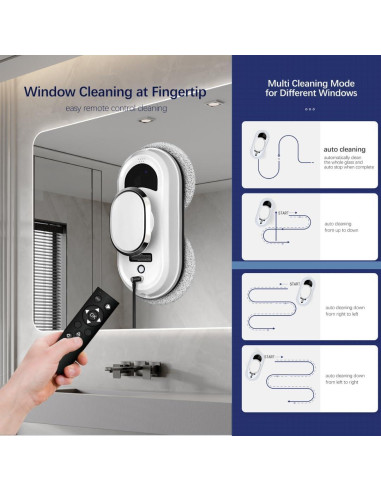 Robot Limpiador de Ventanas W11 - Inteligente, Control Remoto, 5600 Pa