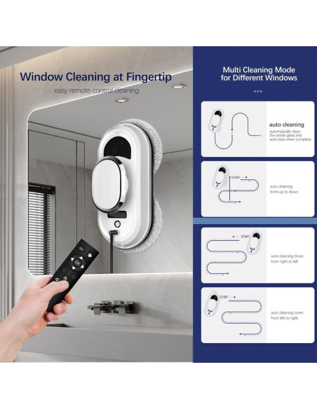 Robot Limpiador de Ventanas W11 - Inteligente, Control Remoto, 5600 Pa
