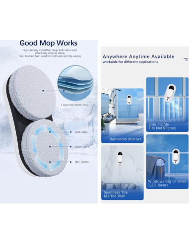 Robot Limpiador de Ventanas W11 - Inteligente, Control Remoto, 5600 Pa