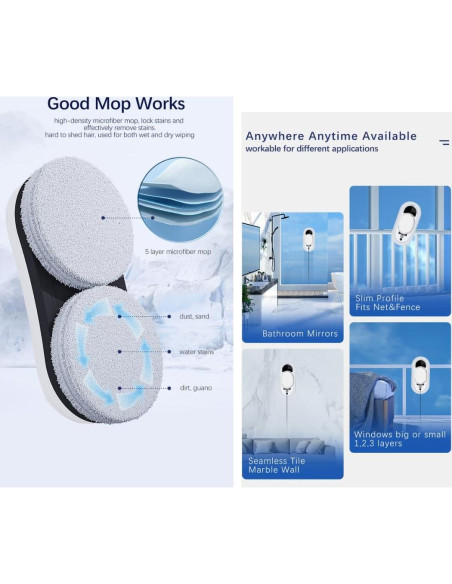 Robot Limpiador de Ventanas W11 - Inteligente, Control Remoto, 5600 Pa